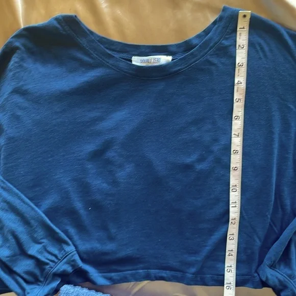 Double Zero Indigo Blue Cropped Top Dolman Sleeve Oversized Size Spicy Small - Picture 4 of 8